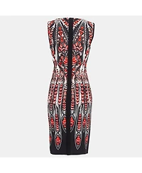 Pre-Owned Roberto Cavalli Women's Black/red Printed Stretch Crepe Short Dress