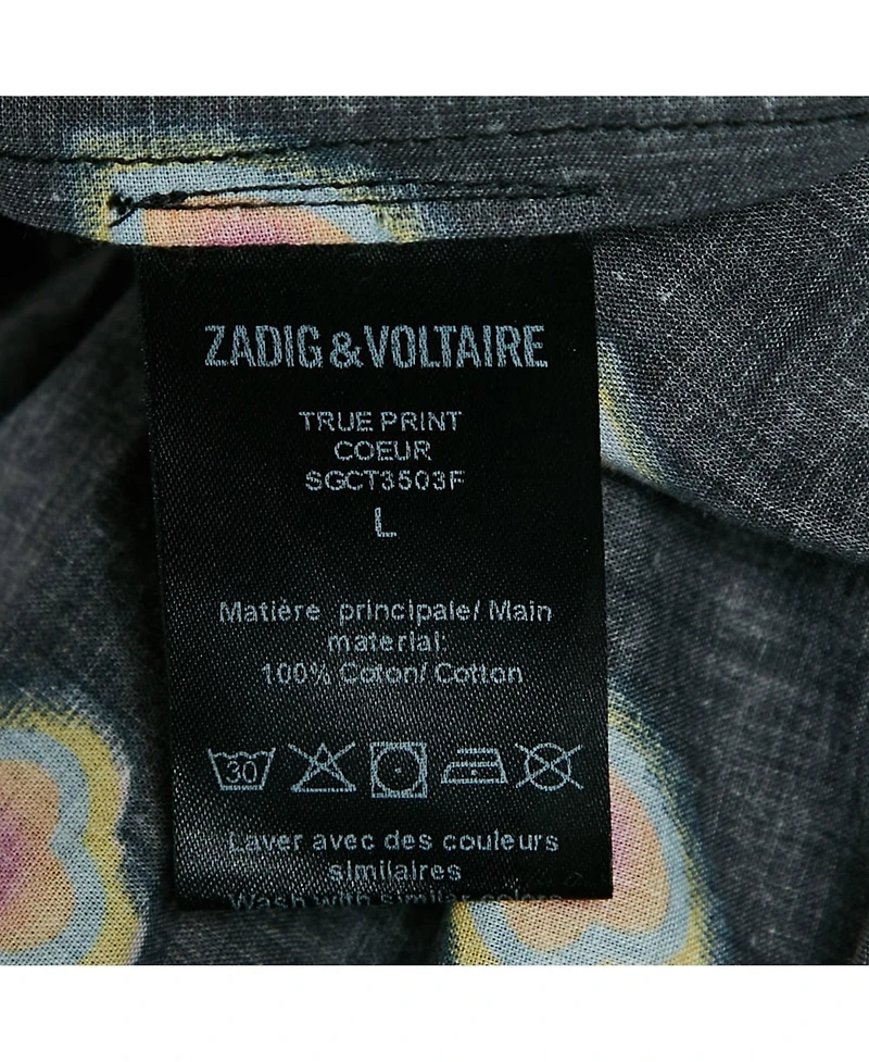 Pre-Owned Zadig & Voltaire Women's Hearts Print Cotton One Shoulder Coeur Top