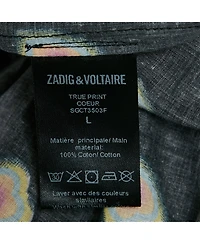 Pre-Owned Zadig & Voltaire Women's Hearts Print Cotton One Shoulder Coeur Top