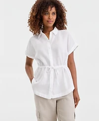 Charter Club Women's 100% Linen Drawstring-Waist Top, Macy's Exclusive