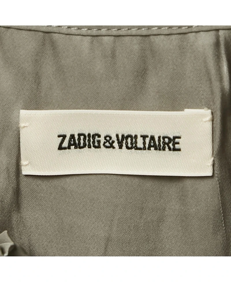 Pre-Owned Zadig & Voltaire Women's Grey Satin Belted Raos Maxi Dress