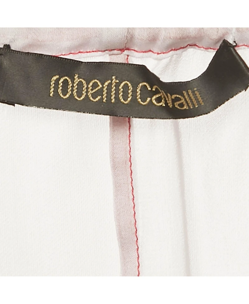 Pre-Owned Roberto Cavalli Women's Pink Floral Print Silk Pleated Blouse