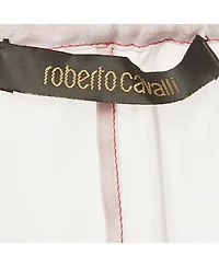 Pre-Owned Roberto Cavalli Women's Pink Floral Print Silk Pleated Blouse