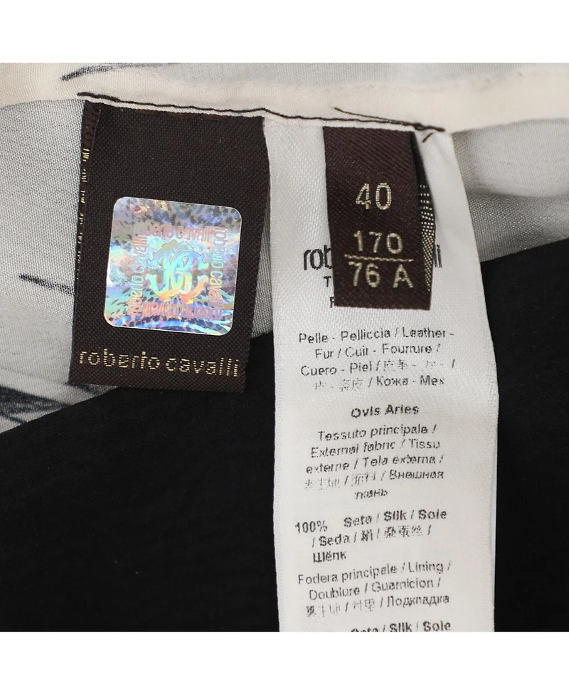 Pre-Owned Roberto Cavalli Women's Multicolor Printed Silk Side Slits Midi Skirts