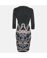 Pre-Owned Roberto Cavalli Women's Black Printed Jersey Short Dress