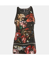 Pre-Owned Roberto Cavalli Women's Beige Cotton And Modal Faux Feather Detail T-Shirt