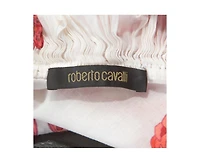Pre-Owned Roberto Cavalli Women's Beige Cotton And Modal Faux Feather Detail T-Shirt