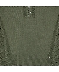 Pre-Owned Ronny Kobo Women's Knitted Cut-Out Lace Up Detail Bodycon Dress