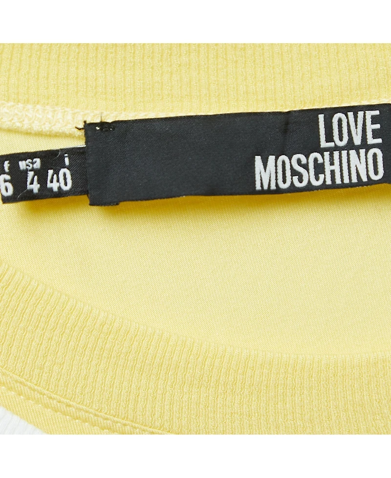 Pre-Owned Love Moschino Women's Multicolor Floral Print Knit Inlay T-Shirt