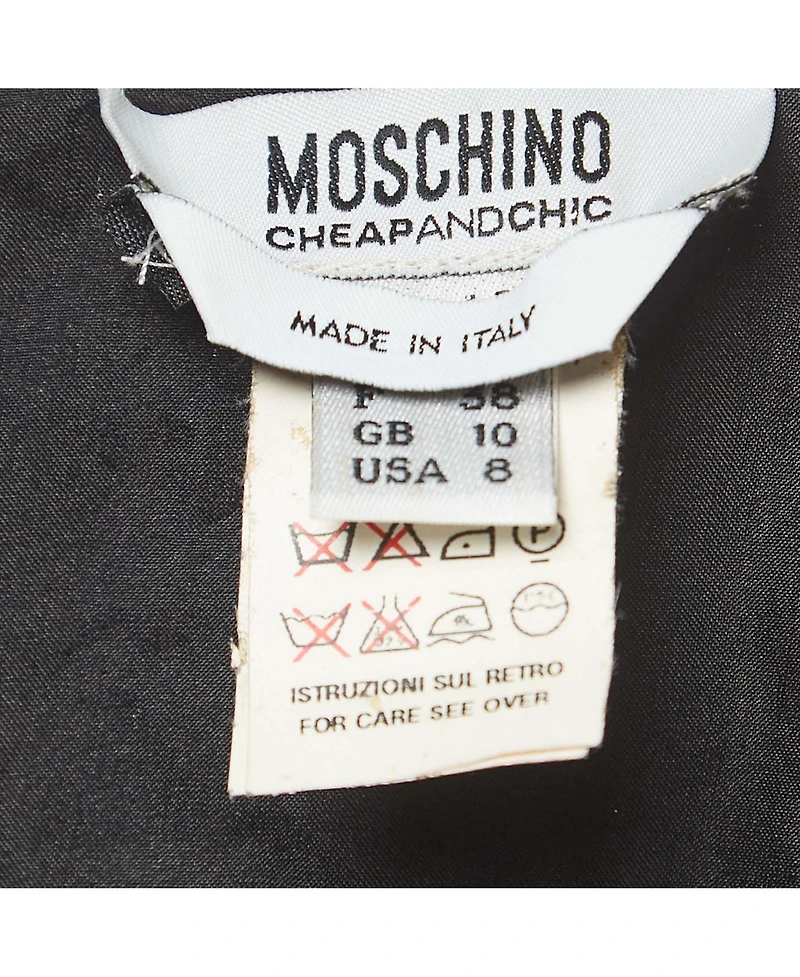 Pre-Owned Moschino Women's Cheap and Chic Vintage Black Silk Midi Dress with Metal Embellished Neck