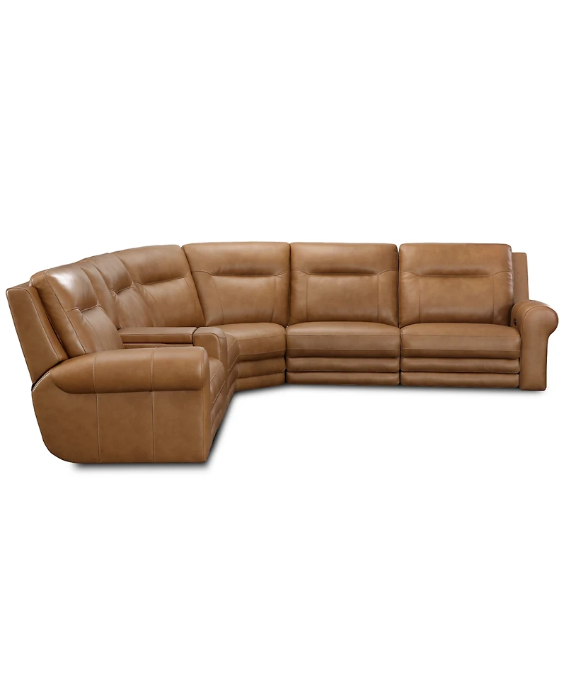 Furniture 6-Pc. Alexandre Leather Sectional with 3 Power Motion Recliners and 1 Console, Exclusively at Macy's