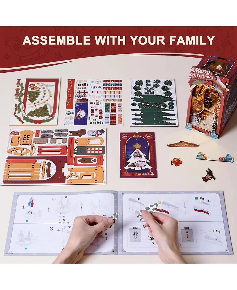 Robotime 3D Puzzles Diy Miniature Dolls House Kit Wooden Puzzle Booknook Bookshelf Decoration Holiday Gifts