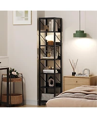gaomon 6 Tier Narrow Bookcase Tall Skinny Bookshelf Rustic Corner Shelf Small Bookshelves Industrial Bookcase for Bedroom, Living Room, Home Office