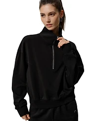 Lilysilk Women's Oversized Heirloom '89 Stand Collar Half-Zip Pullover