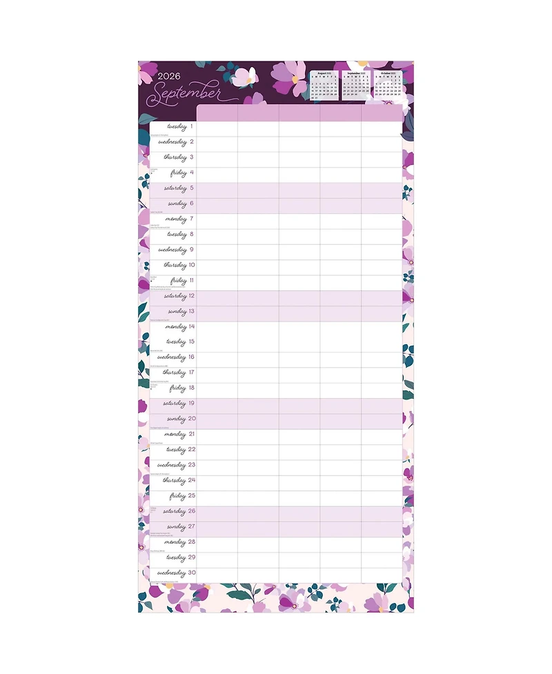 BrownTrout Mom's Family Planner | 2026 12 x 24 Inch (Hanging) Monthly Square Wall Calendar | Matte Paper and Sticker Sheet | Plastic-Free