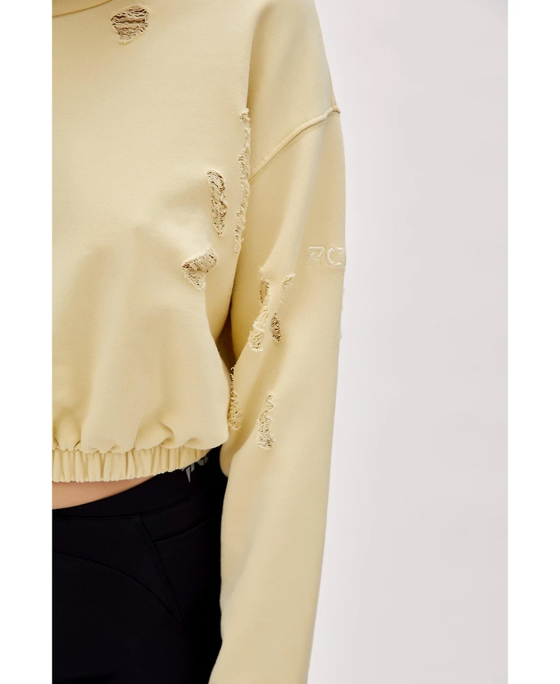 Pcfg Women's Cotton Destroyed High-Neck Sweatshirt