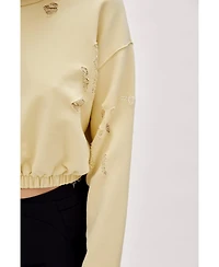 Pcfg Women's Cotton Destroyed High-Neck Sweatshirt