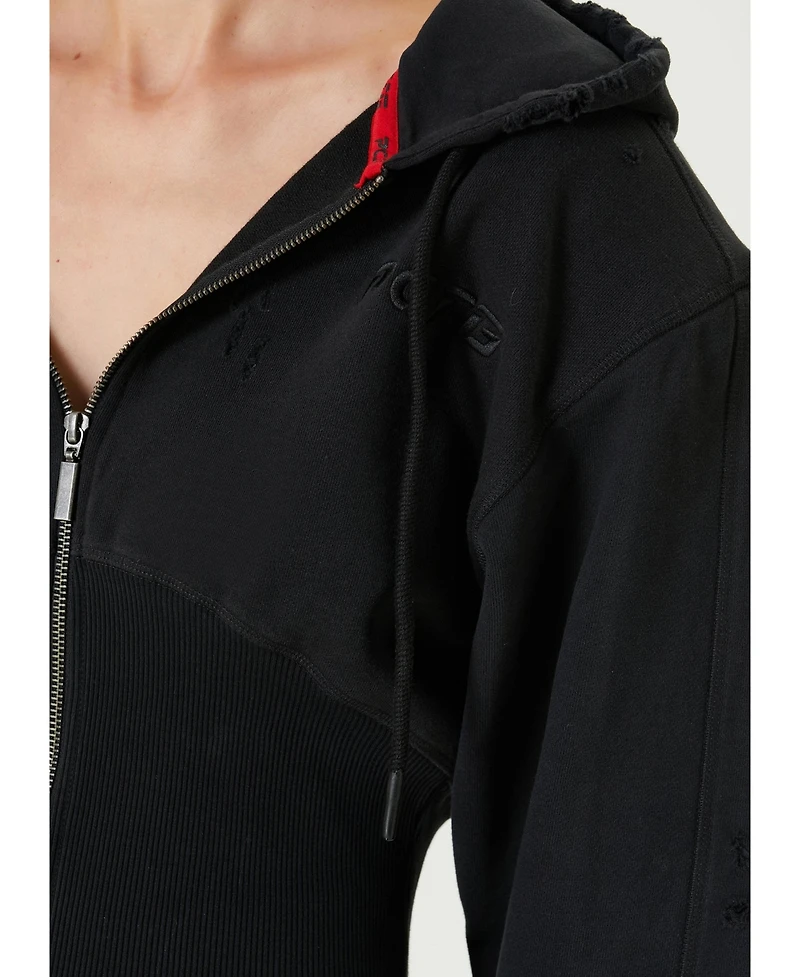 Pcfg Women's Corset Zip-Front Cotton Hooded Sweatshirt