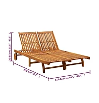 Sunlounger Wine Red Solid Acacia Wood, Polyester