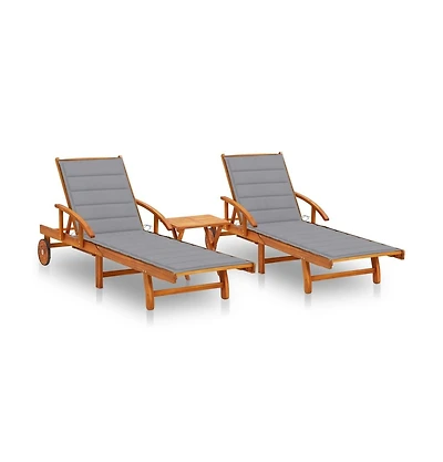 vidaXL Sun Lounger Brown Solid Acacia wood Large Foldable