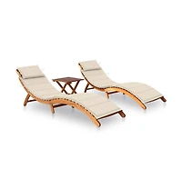 vidaXL Sun Lounger Natural Wood Solid Acacia wood, Fabric (100% polyester)