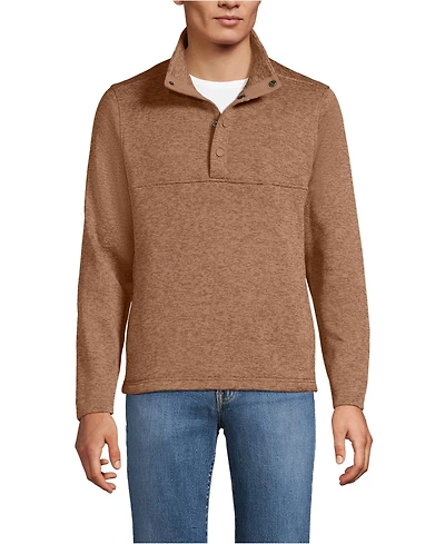 Lands' End Men's Sweater Fleece Snap Neck Pullover Jacket