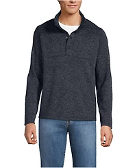 Lands' End Men's Sweater Fleece Snap Neck Pullover Jacket