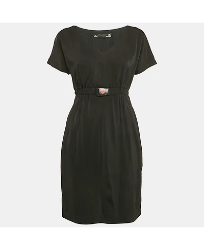 Pre-Owned Love Moschino Women's Black Jersey Ruched Mini Dress