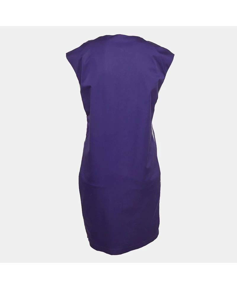 Pre-Owned Love Moschino Women's Purple Poplin Braided Detail Shift Dress