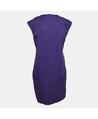 Pre-Owned Love Moschino Women's Purple Poplin Braided Detail Shift Dress