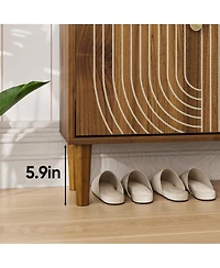 sumyeg Modern Storage Cabinet With Shoe Cabinet with 2 Gold Flip Drawers