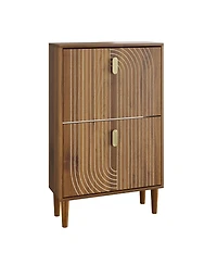 sumyeg Modern Storage Cabinet With Shoe Cabinet with 2 Gold Flip Drawers