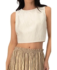 Ivonne Women's Cropped Sleeveless Top with Back Zip