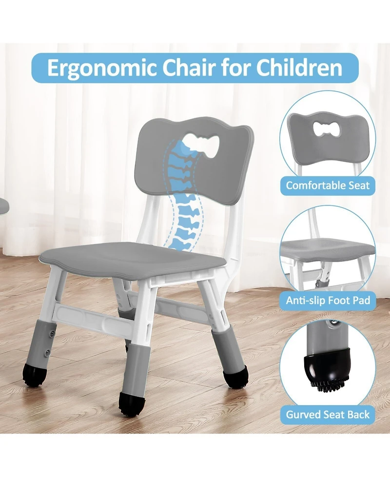 gaomon Kids Table and 4 Chairs Set Height Adjustable Table and Chair Set Boy and Girl Gift for Classrooms/Daycares/Home