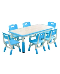gaomon Kids Table and Chairs, Height Adjustable Toddler Table and 6 Chair, Children Activity Table for Daycare, Classroom, Home