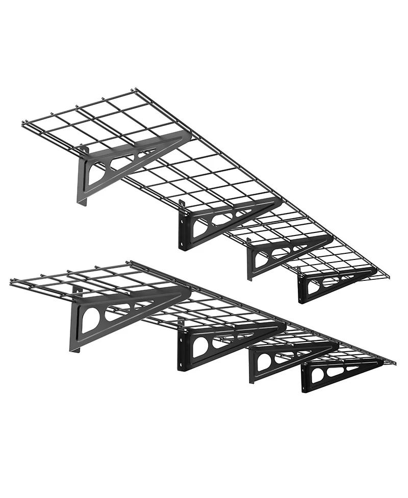 FlexiMounts Wr Series WR16B-e – 12″ D × 36″ W Black Steel Wall Shelves (4-Pack)