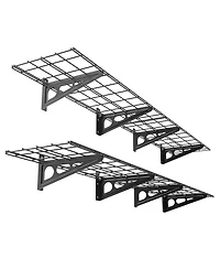 FlexiMounts Wr Series WR16B-e – 12″ D × 36″ W Black Steel Wall Shelves (4-Pack)