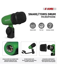 5 Core Drum Microphone Kit 9Pc All Metal Drummer Mics Tom/Snare Cymbals Wired Instrument Drums Set