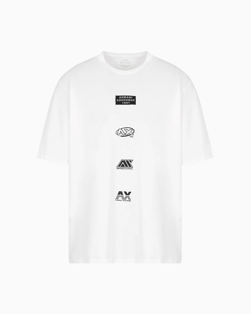 A|X Armani Exchange Men's Classic Fit Short Sleeve Stacked Logo Graphic T-Shirt