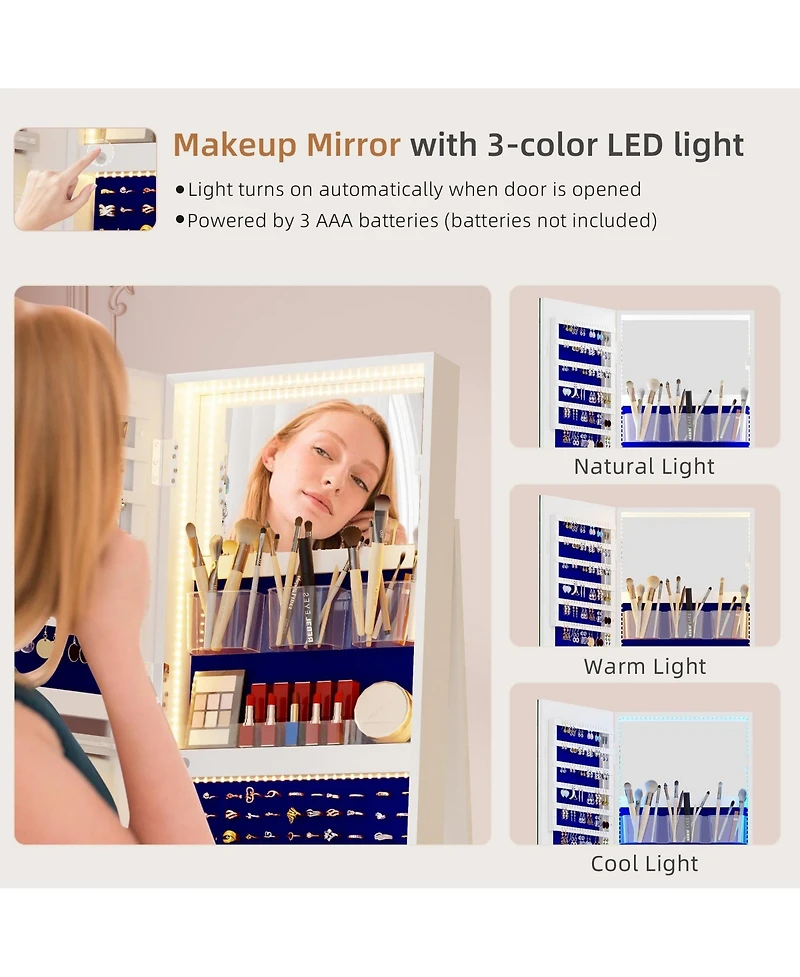 Vlsrka 360-degree Rotatable Floor Standing Full-Length Jewelry Armoire