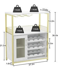 Gaomon Wine Bar Cabinet with Drawer, Shelves, Glass Holder, and Mesh Door
