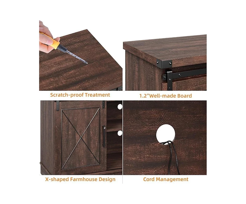 Gaomon Tv Stand for 65 Inch Tv, Entertainment Center with Storage and Sliding Barn Doors