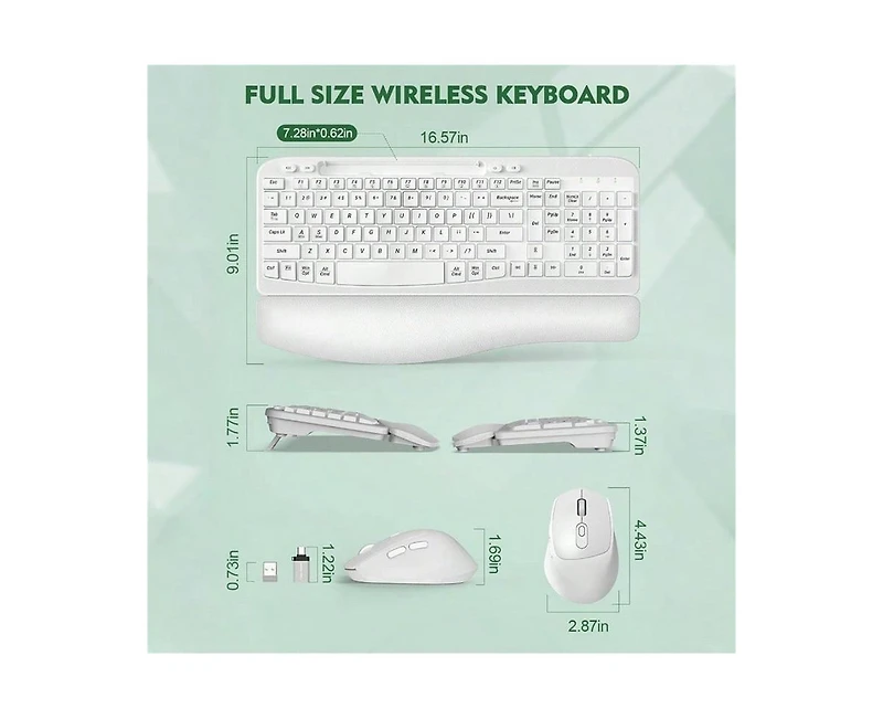 risokeys Wireless Keyboard & Mouse Combo – Full-size, cushioned palm rest