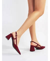 Berness Women's Carrington Faux Suede Slingback Block Heel Pumps