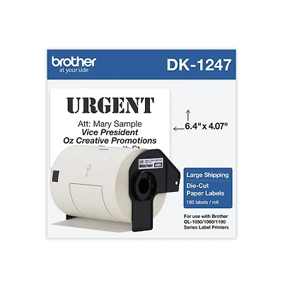 Brother P-Touch DK1247 DK1247 4.07 in. x 6.4 in. Label Tape - Black on White