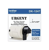 Brother P-Touch DK1247 DK1247 4.07 in. x 6.4 in. Label Tape - Black on White