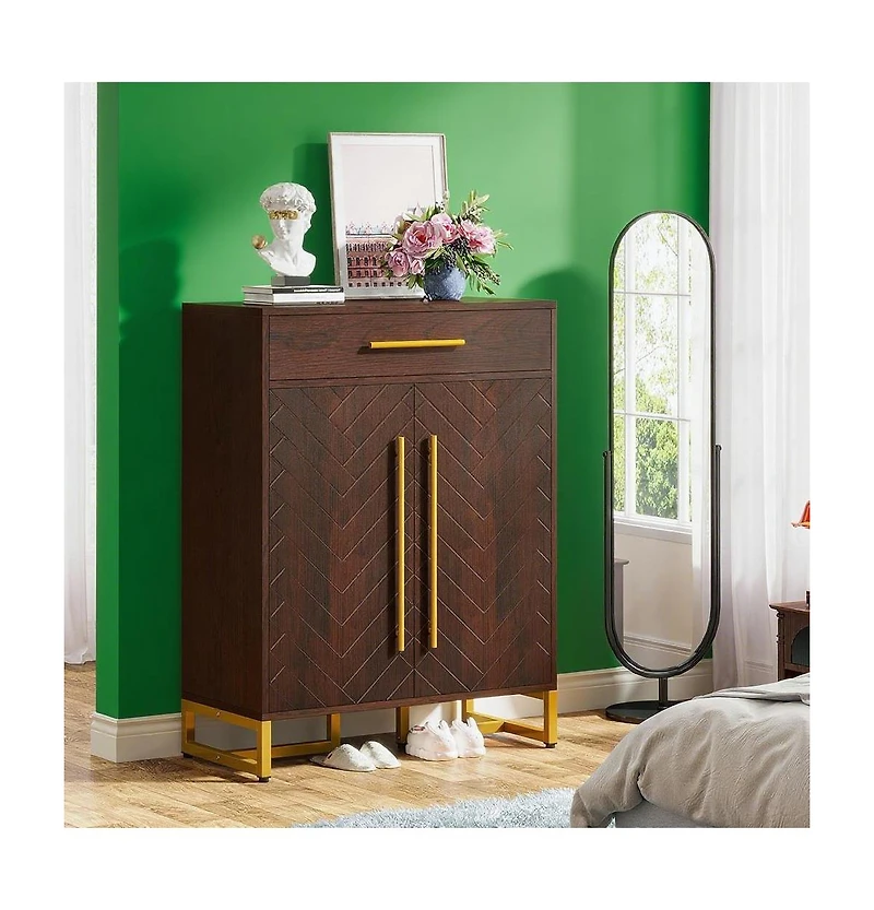 Slickblue Multi-Compartment Shoe Organizer for Entryway and Hallway