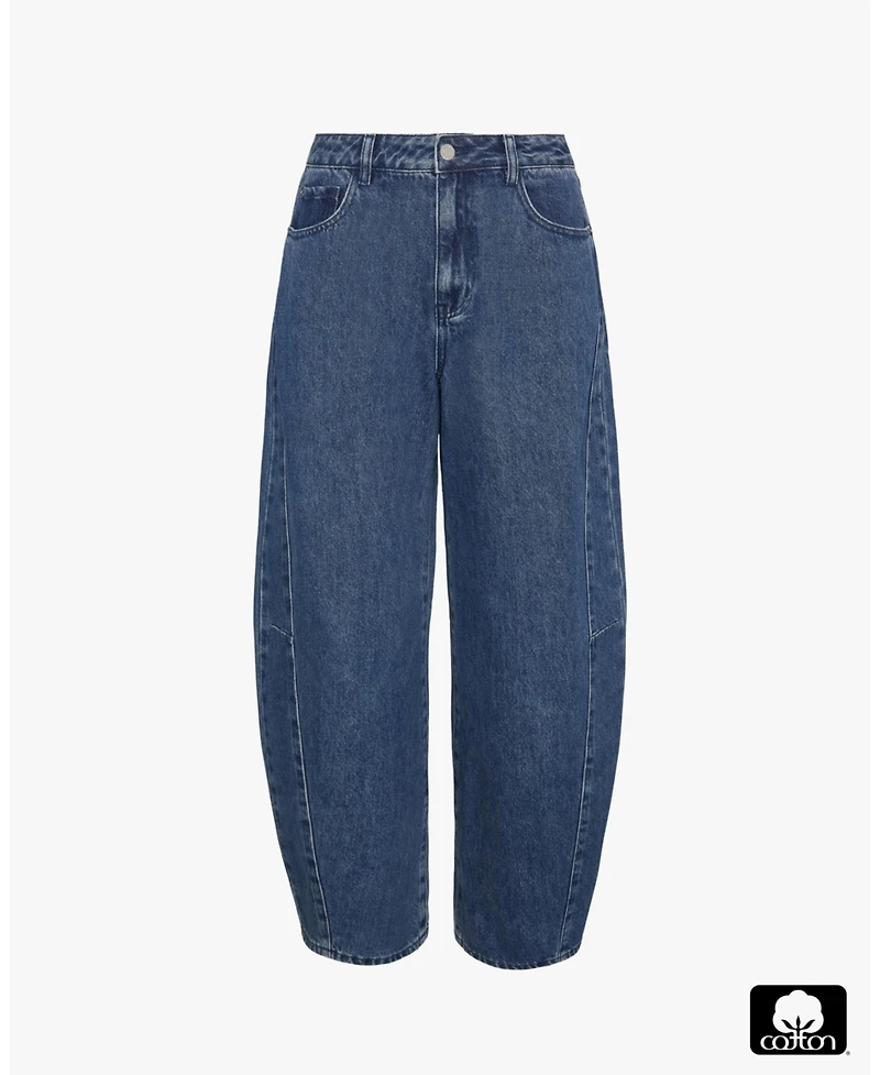 WeWoreWhat Women's Mid Rise Barrel Jeans.
