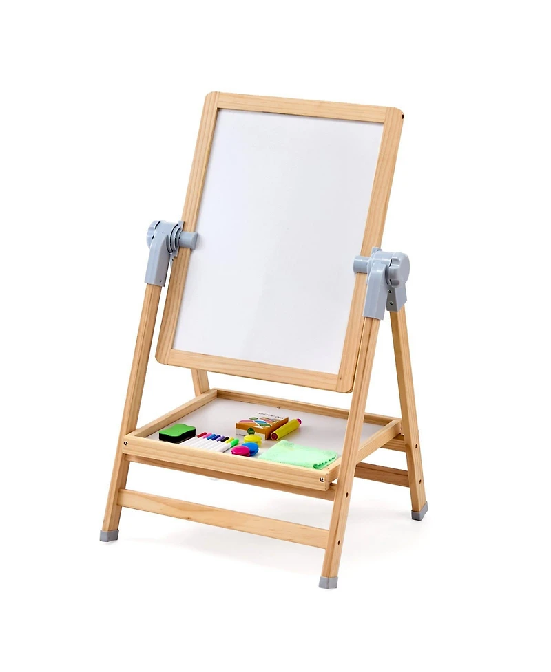 Hongge Kids Wooden Art Easel 2-in-1 Double-Sided with Accessories