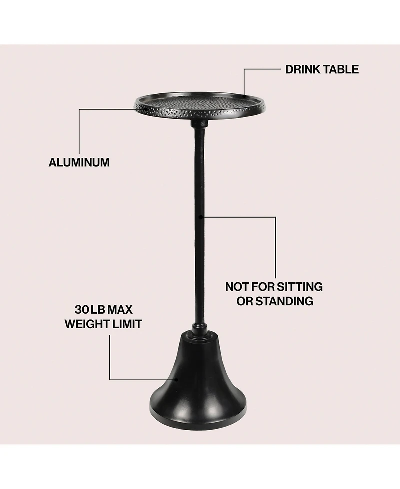Jonathan Y Irida 24" Art Deco Designer Pedestal Drink Table and Decorative End with Hammered Round Top Bell Base